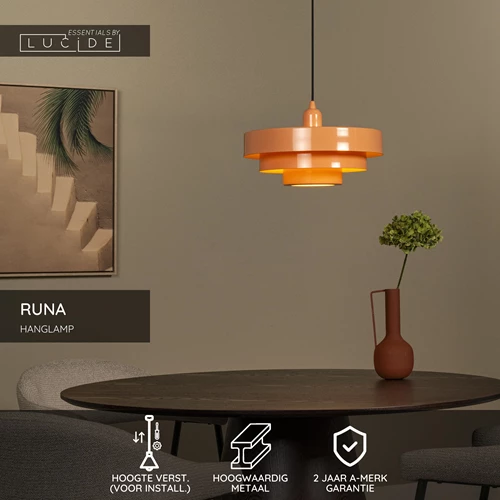 Lucide RUNA - Hanglamp - Ø 35 cm - 1xE27 - Roze | Essential - USP